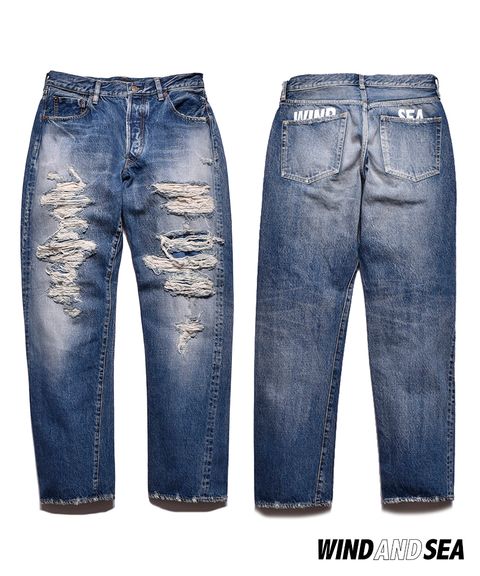 ×WDS L.Straight 5pocket USS (USS) / ウィンダンシー コラボ ダメージ デニムパンツ / セットアップ可能