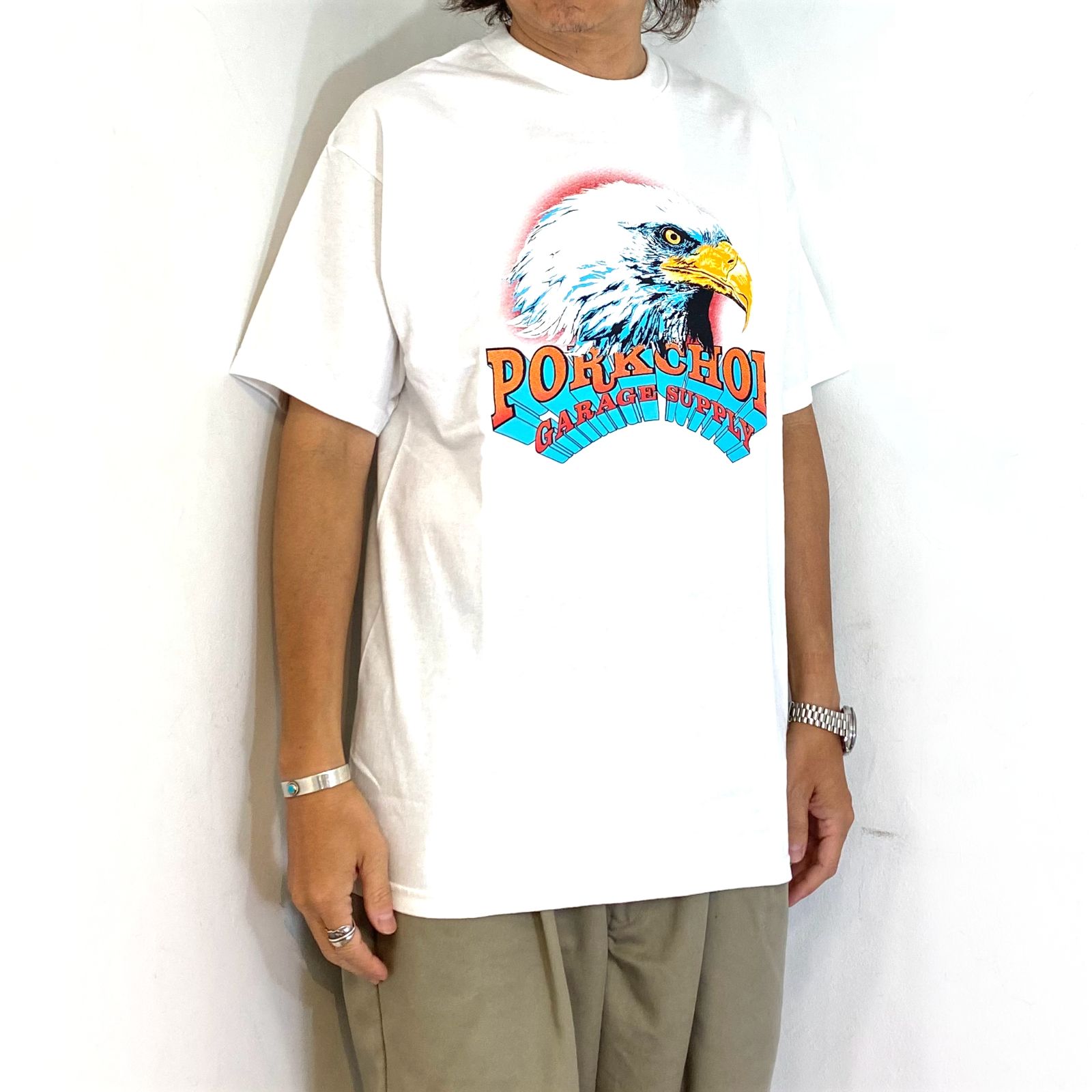 PORKCHOP GARAGE SUPPLY - T-SHIRT EAGLE (×MASSES) (WHITE