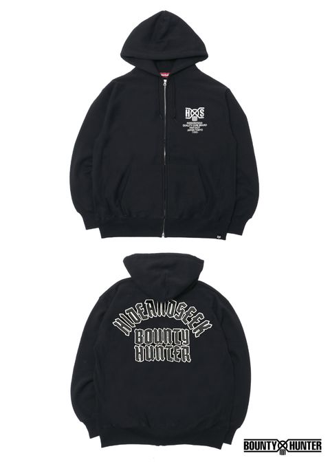 HS×BH ZIP HOODED SWEAT SHIRT (BLACK) / バウンティーハンター コラボ スウェット ジップパーカー