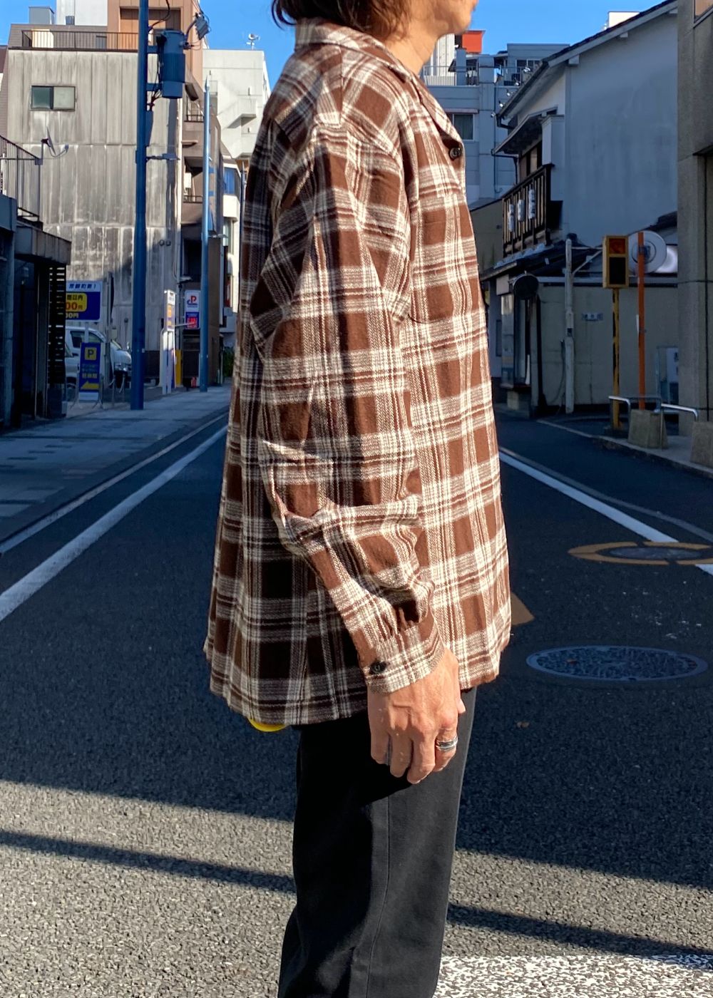 FIVE BROTHER Ex. L/S CHECK SHIRT "VIN" (BROWN) / ファイブ ブラザー コラボ チェック シャツ