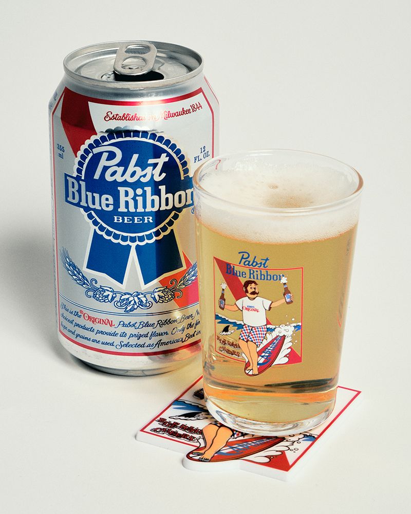 × Pabst Blue Ribbon RUBBER COASTER (WHITE) / ×パブストブルーリボン コラボ キーホルダー コースター