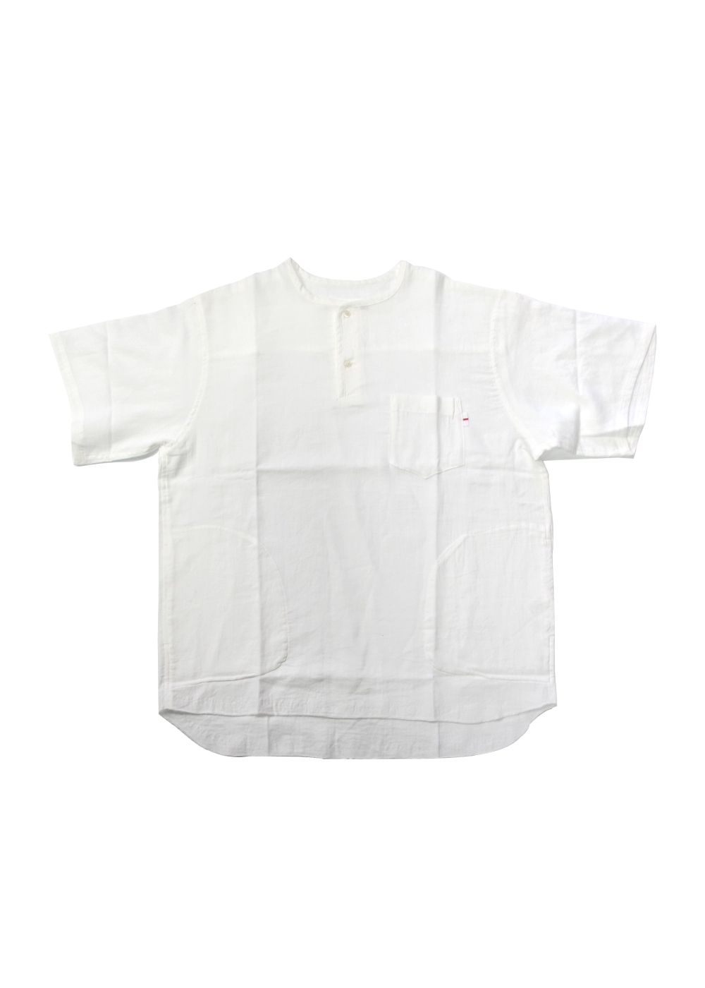 GAUZE SHIRT (WHITE) / ヘンリーネックガーゼシャツ - M