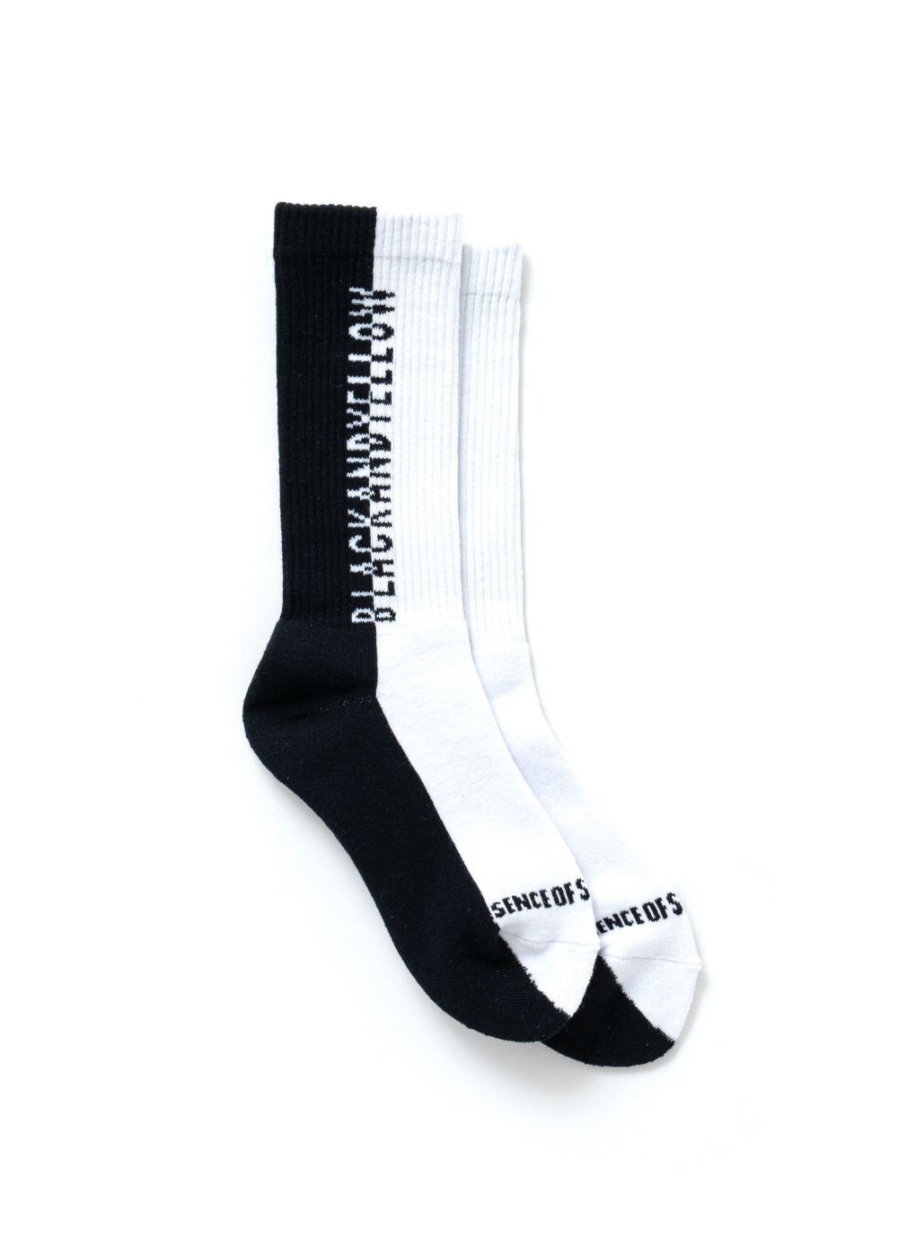 TWO TONE PILE SOCKS (WHITE×BLACK) / ツートーン ジャガード ロゴ ソックス