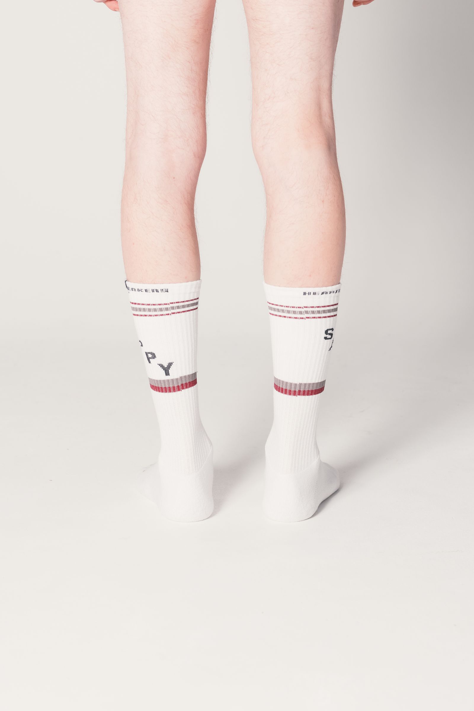 2 Pcs JACQUARD SOCKS "LARRY" (BURGUNDY) / 2パック ラインソックス