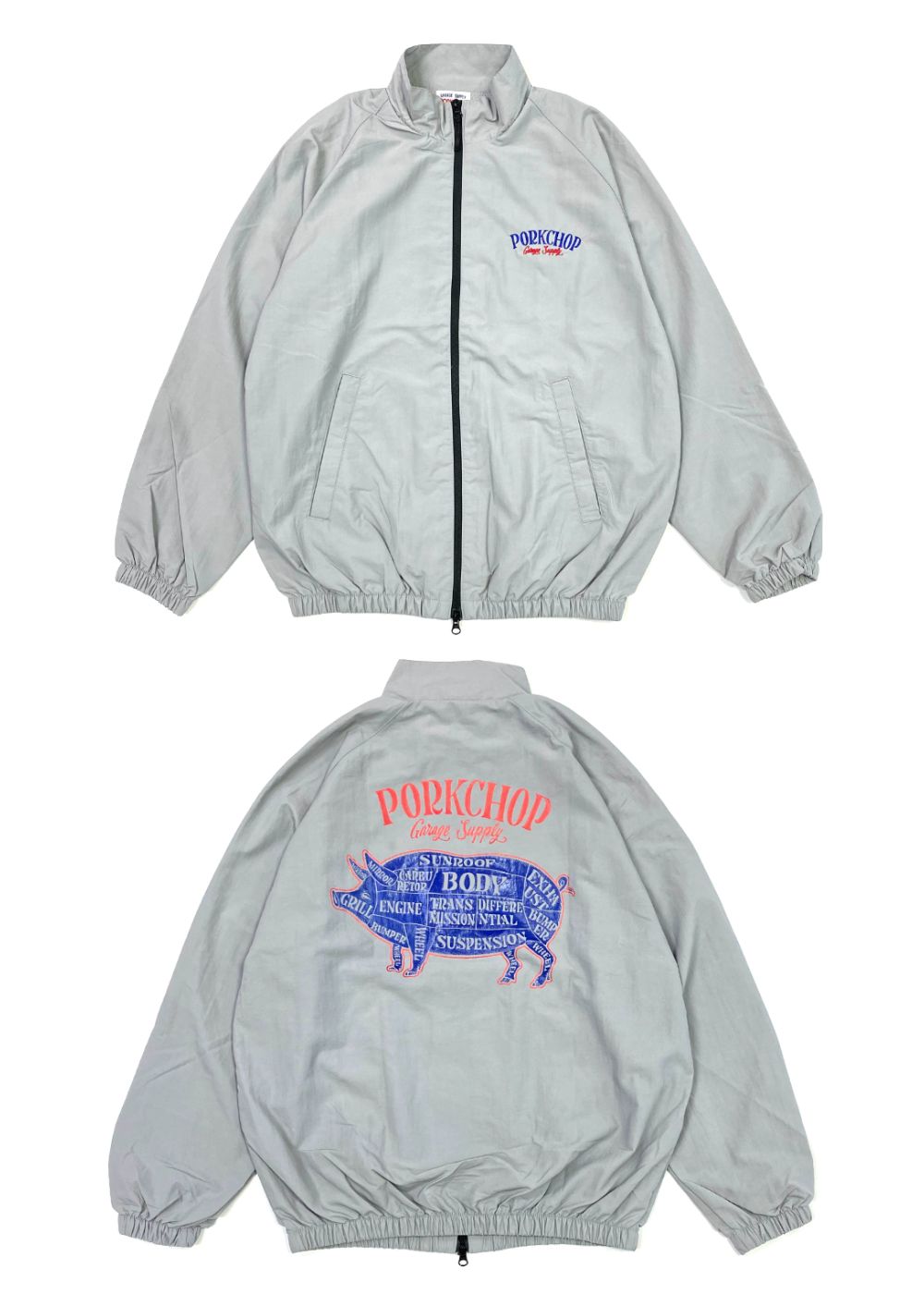 PORK BACK NYLON JKT (GRAY) / ポークバック ナイロン トラック ジャケット