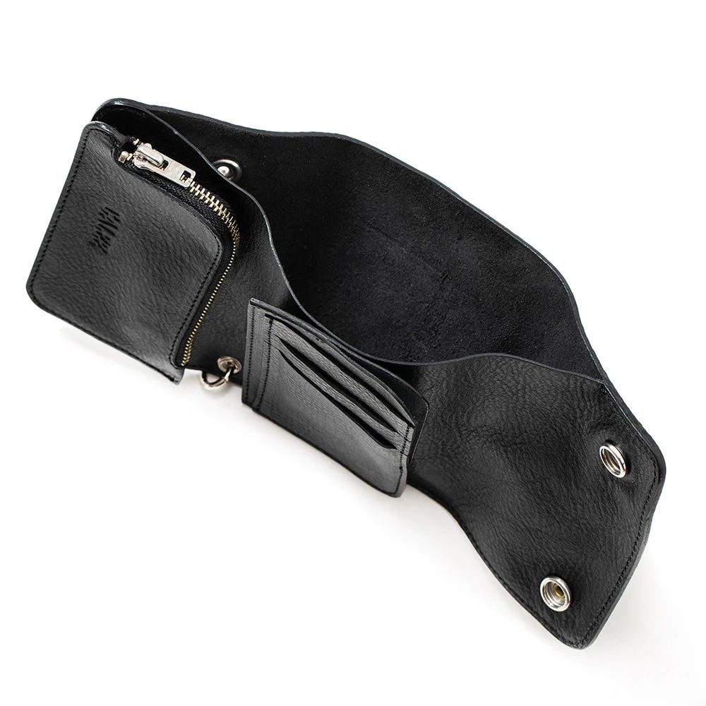 CALEE - 【ラスト1点】STUDS LEATHER FLAP HALF WALLET (BLACK) / スタッズ レザー フラップ ハーフ  ウォレット | LOOPHOLE