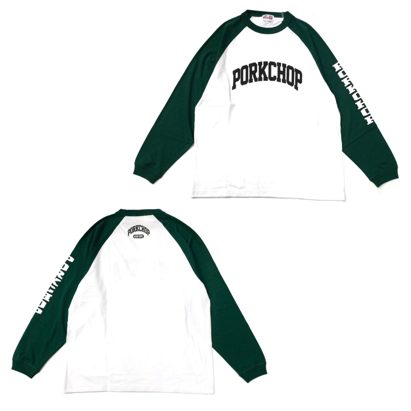 PORKCHOP - COLLEGE RAGLAN L/S TEE (WHITE×BLACK) / カレッジ ...