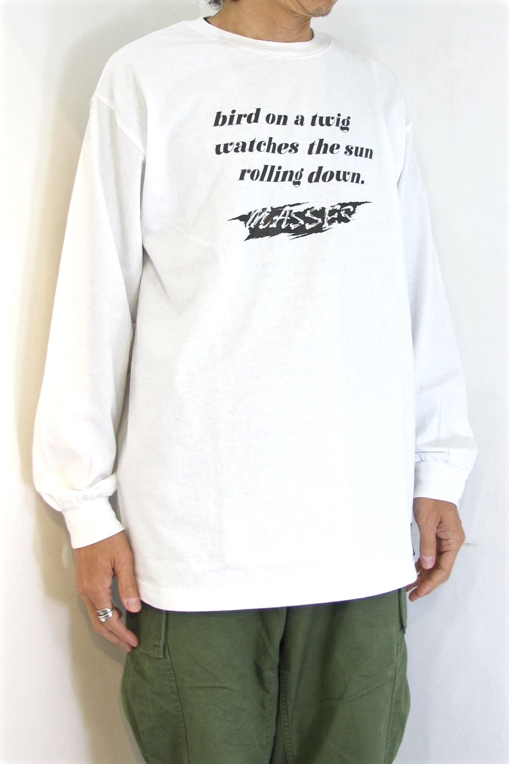 PRINT L/S TEE (×MASSES) (WHITE) / マシス コラボレーション プリントロンT