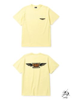 BINDER NECK WING LOGO VINTAGE TEE ＜NATURALLY PAINT DESIGN＞ (LIGHT YELLOW) / ×ナチュラリーペイント コラボ Tシャツ
