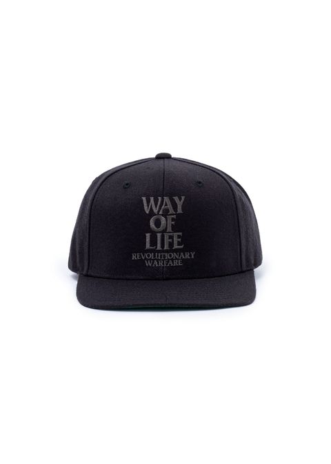 EMBROIDERY CAP "WAY OF LIFE" (BLACK×CHARCOAL) / ロゴ刺繍ベースボールキャップ