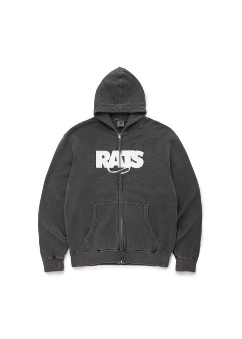 PIGMENT DYED ZIP HOODIE (BLACK) / ピグメントダイ ジップ スウェット パーカー