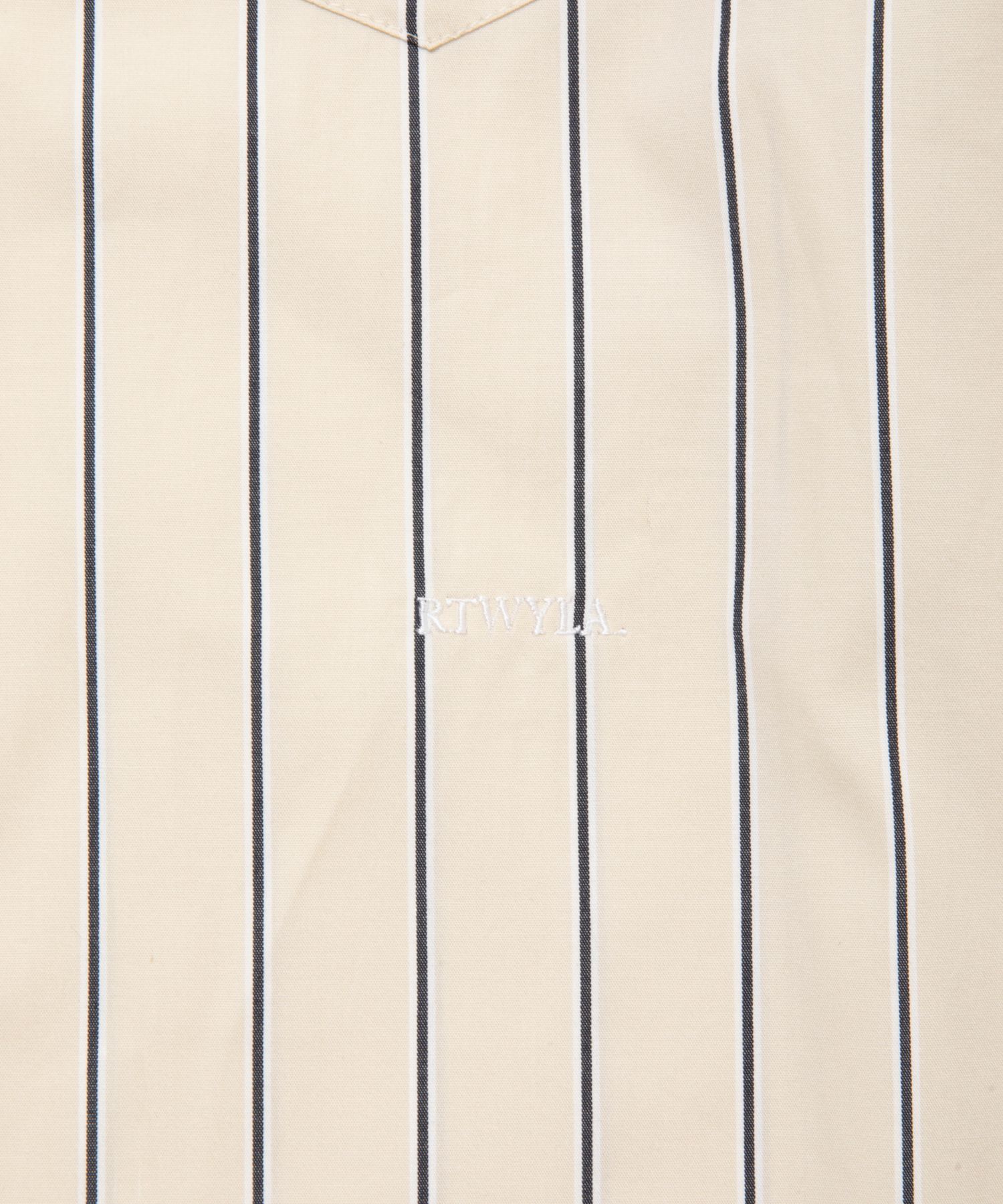 R9 STRIPE SHIRT (BEIGE) / オープンカラー ストライプ シャツ