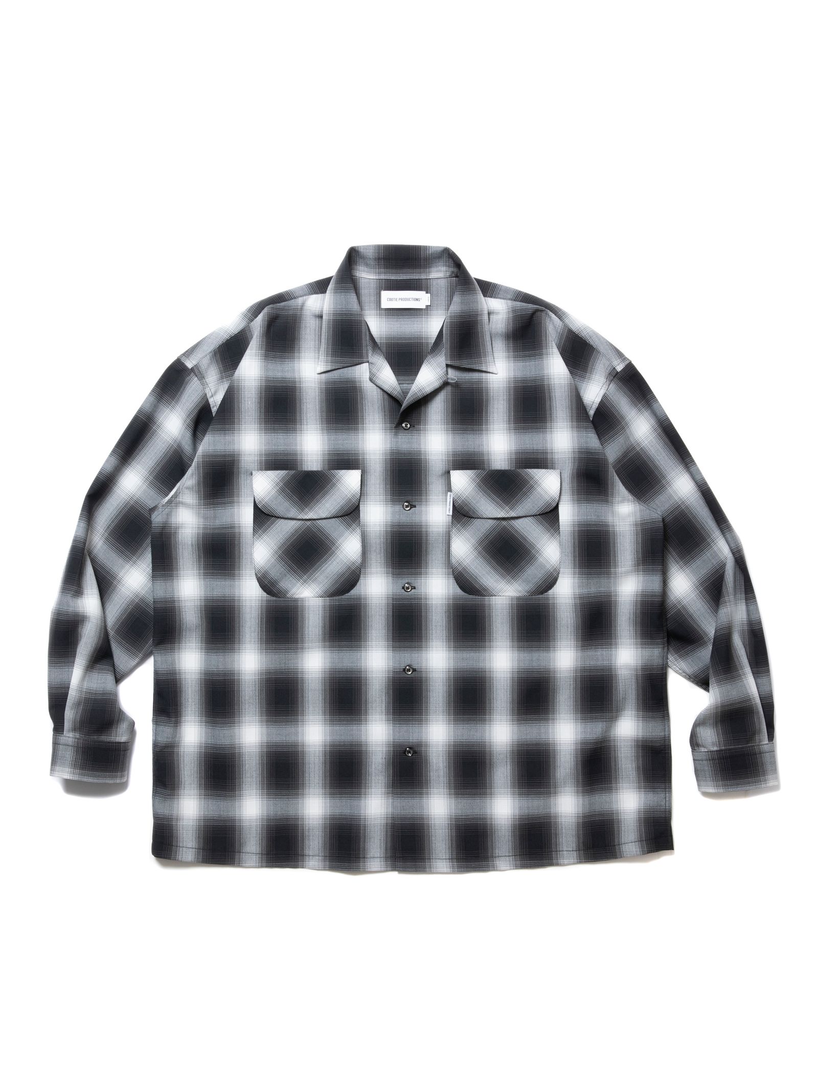 COOTIE PRODUCTIONS - T/W Open Collar L/S Shirt (OMBRE CHECK) / ポリウール オープンカラー  オンブレ チェック シャツ | LOOPHOLE