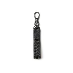 【ラスト1点】STUDS LEATHER FLAT KEY RING (BLACK/BLACK) / スタッズ レザー キーリング
