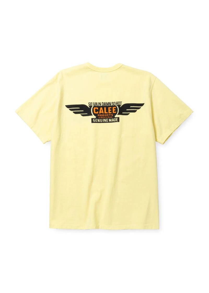 BINDER NECK WING LOGO VINTAGE TEE ＜NATURALLY PAINT DESIGN＞ (LIGHT YELLOW) / ×ナチュラリーペイント コラボ Tシャツ