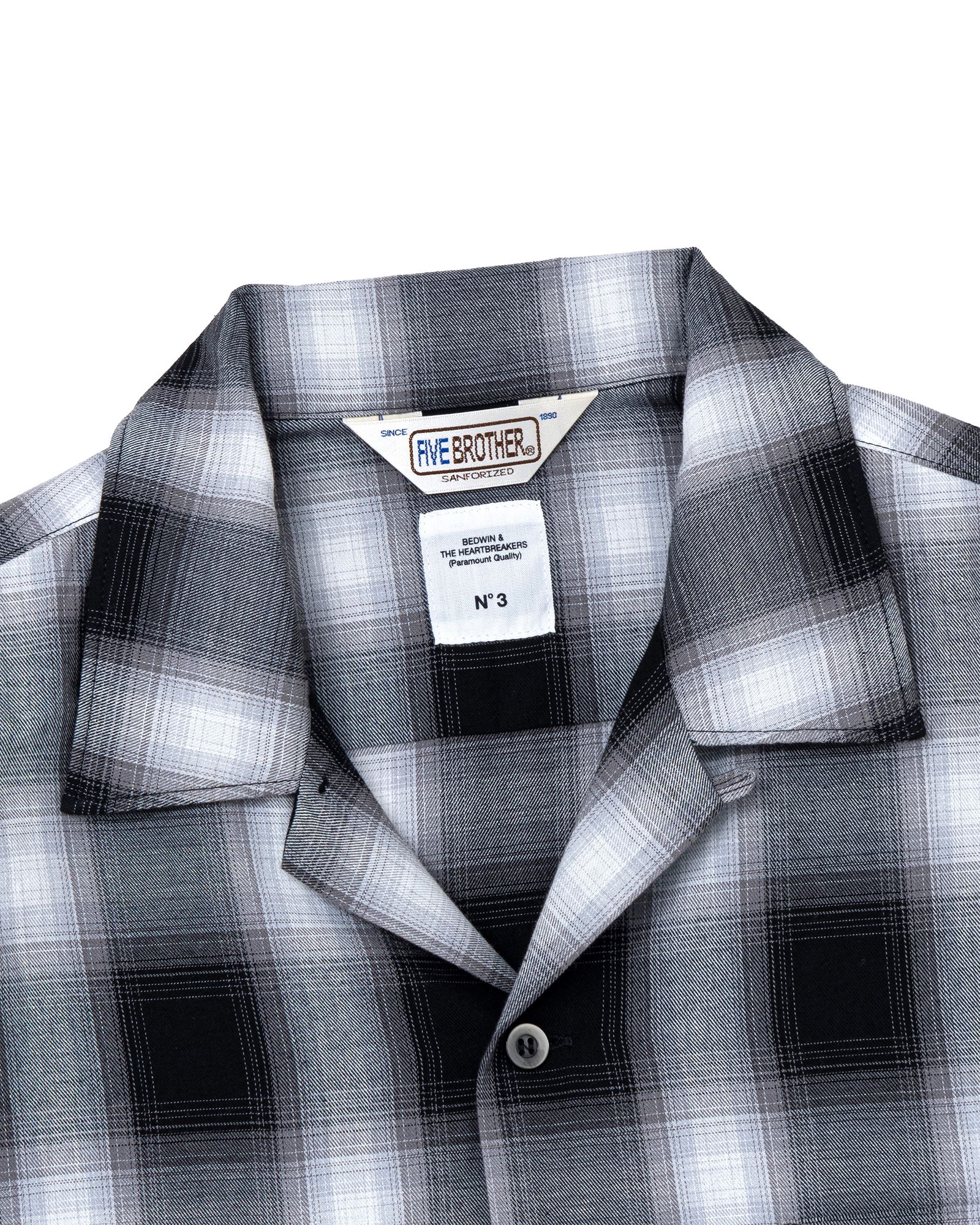 FIVE BROTHER Ex. L/S CHECK SHIRT "VIN" (GRAY) / ファイブ ブラザー コラボ チェック シャ