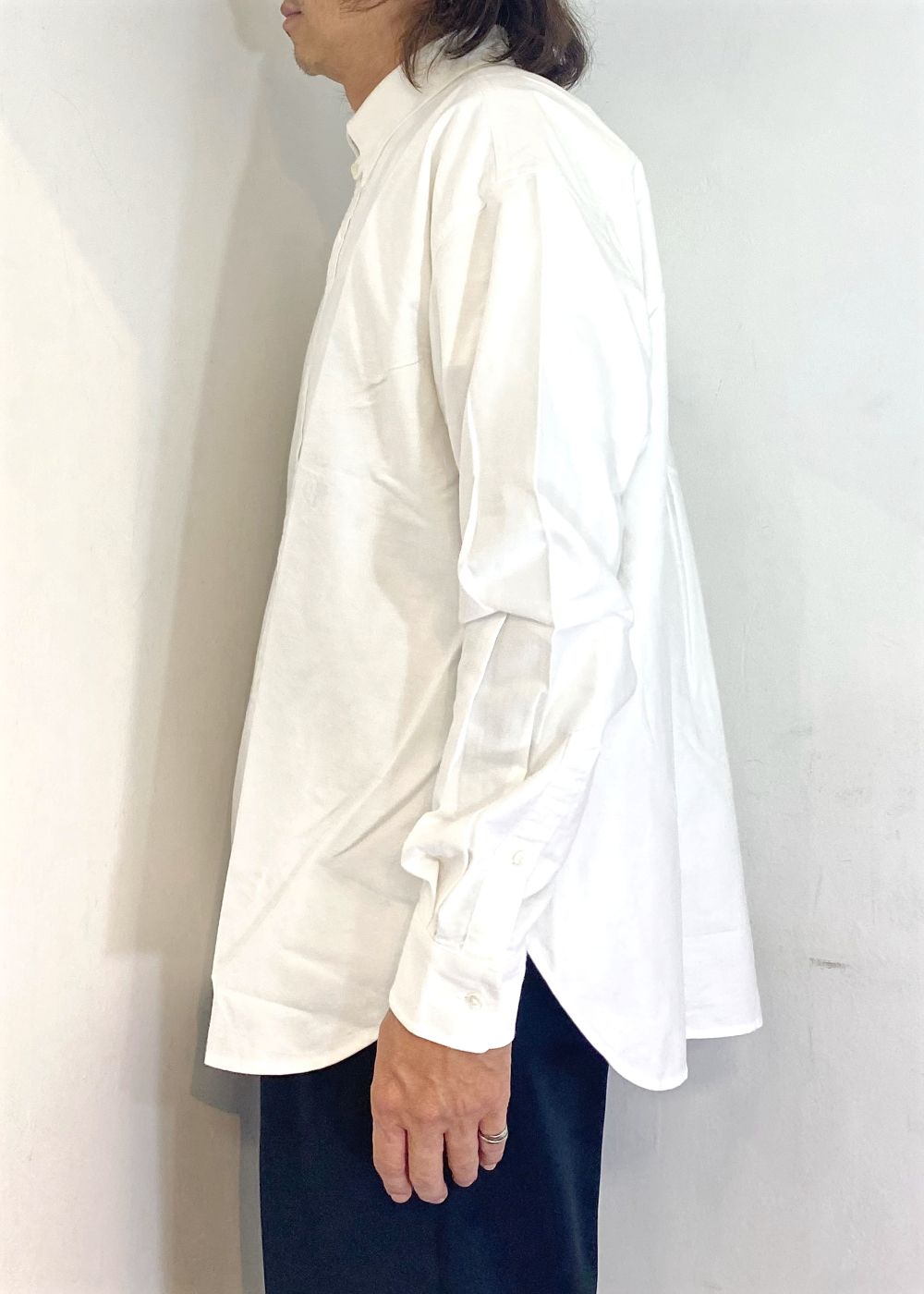 L/S TAB COLLAR OX SHIRT "GERE" (WHITE) / オックスフォード タブカラー シャツ