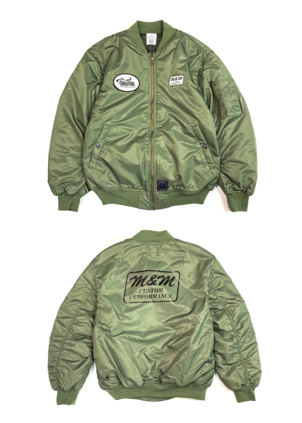 M&M CUSTOM PERFORMANCE - MA-1 JACKET (OLIVE DRAB) / バックプリント MA-1 | LOOPHOLE