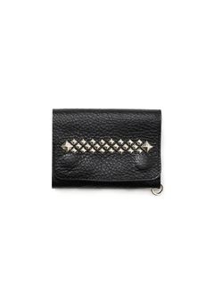 【ラスト1点】STUDS LEATHER FLAP HALF WALLET (BLACK) / スタッズ レザー フラップ ハーフ ウォレット