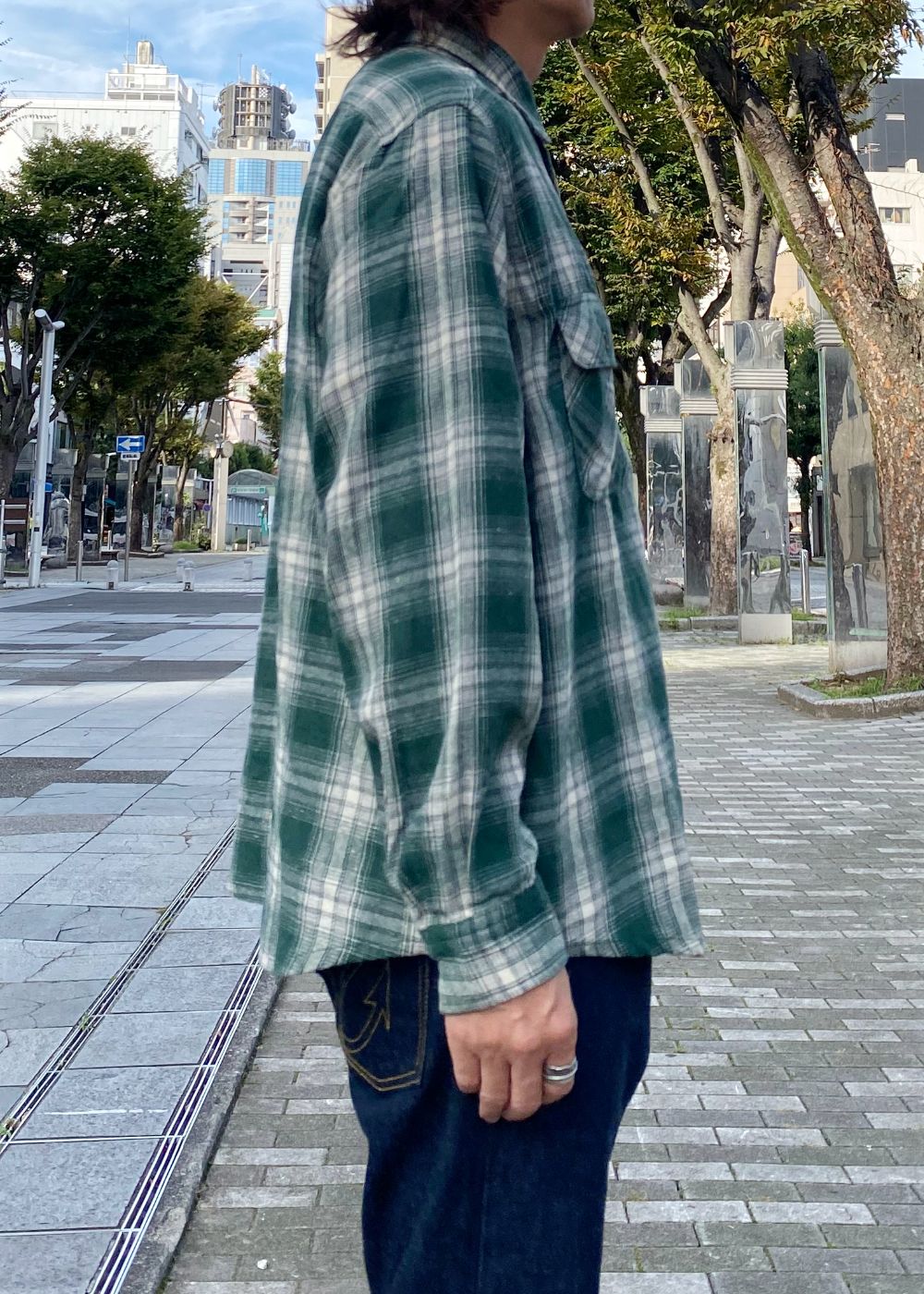Flannel Shirt (GREEN) / チェック コットン ネルシャツ