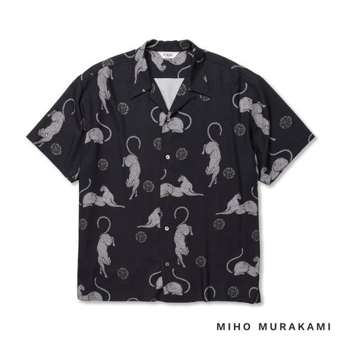 ×MIHO MURAKAMI PANTHER DOT PATTERN SH (DARK NAVY) / ×MIHO MURAKAMI コラボ レーヨン オープンカラー シャツ