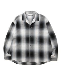 R9 CHAMPION CHECK SHIRT (BLACK) / チェック オープンカラー シャツ