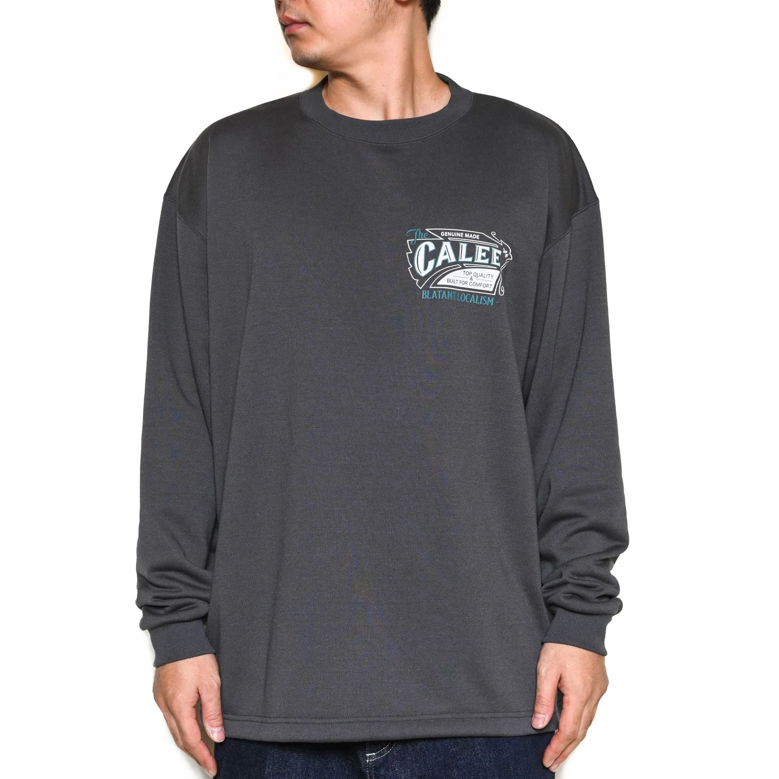AEROKNOT OLD SIGN BOARD L/S SW TEE ＜NATURALLY PAINT DESIGN＞ (CHARCOAL) / オールドサインボード オリジナル クルーネック スウェット