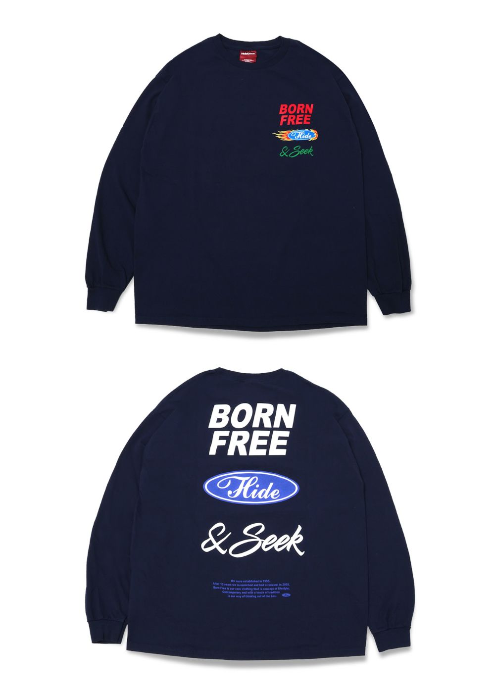 HIDE AND SEEK - Racing L/S Tee (NAVY) / レーシングロゴ ロングスリーブ Tシャツ | LOOPHOLE