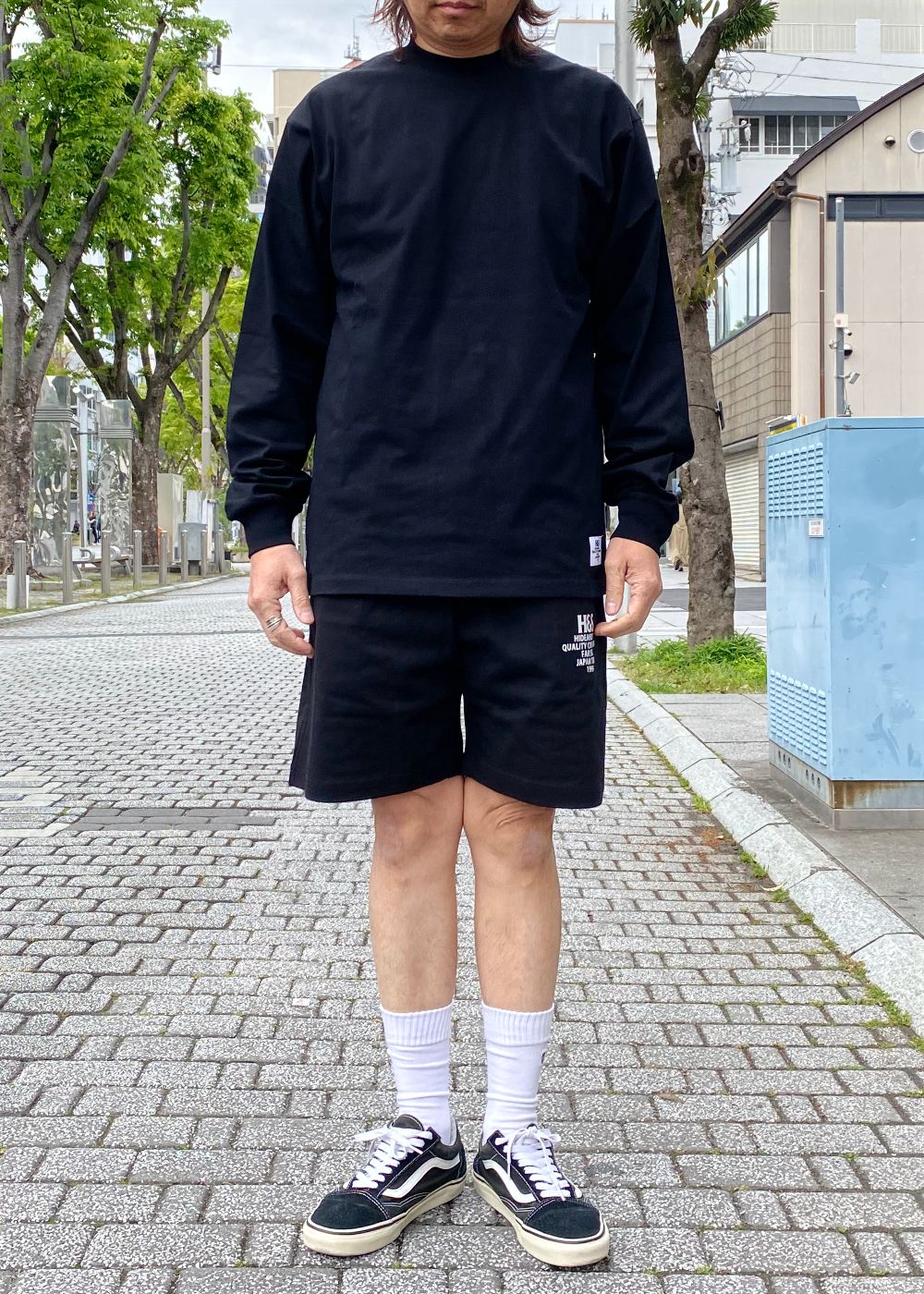 H&S Short (BLACK) / ロゴ プリント イージーショーツ / セットアップ可能