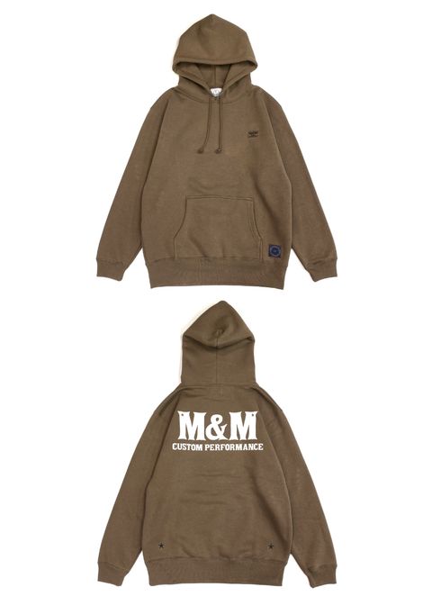 PULL OVER PARKA (BROWN) / ロゴ プリント スウェットパーカー