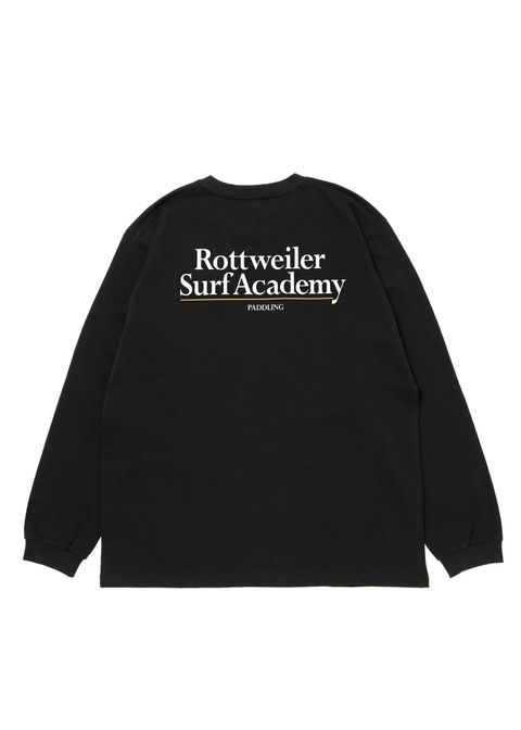 R9 SURF ACADEMY LS TEE (BLACK) /  オリジナル ロゴプリント ロングスリーブ Tシャツ