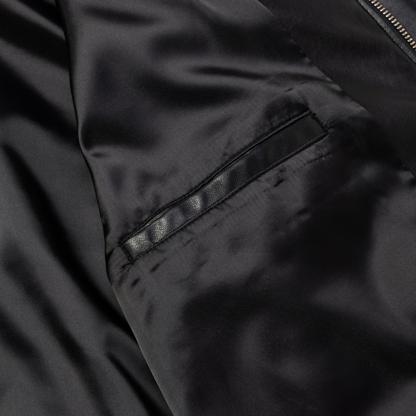 FAUX LEATHER HARRINGTON JACKET (BLACK) / フェイク レザー ハリントン ジャケット