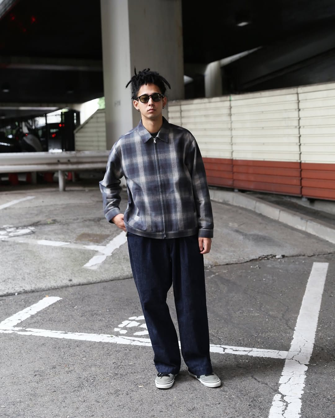 OMBRE CHECK SWINGTOP (BLACK) / オンブレチェック スイングトップ