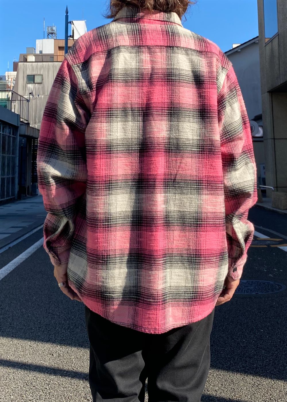 Heavy Cotton Flannel Ombre Work Shirt (PINK) / ヘビー コットン オンブレチェック ネルシャツ
