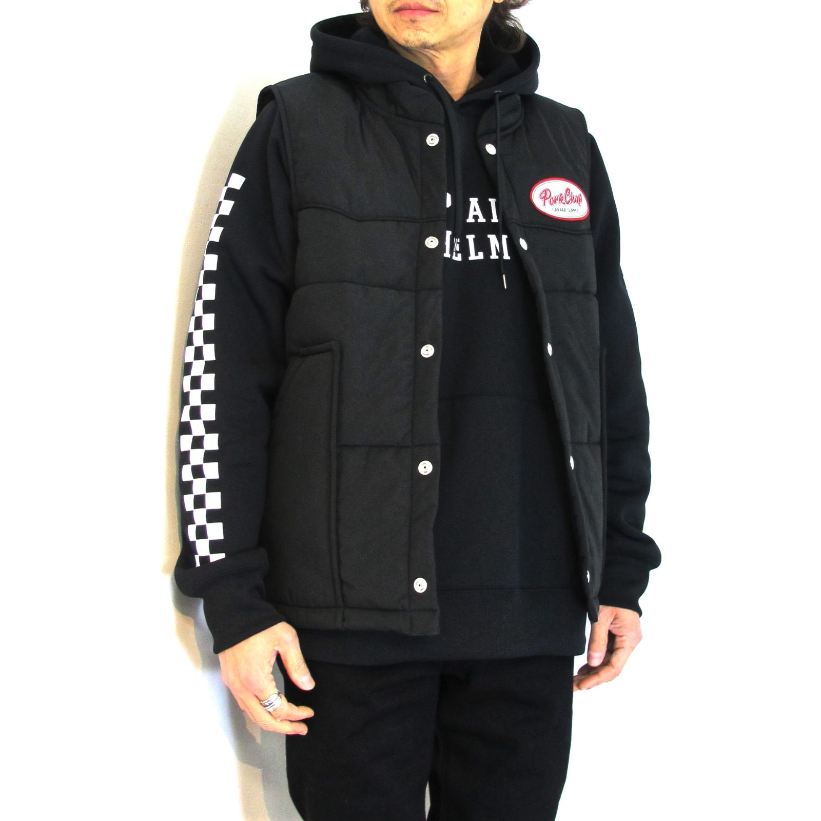 PORKCHOP - RACING VEST (BLACK×BLACK) / オリジナル