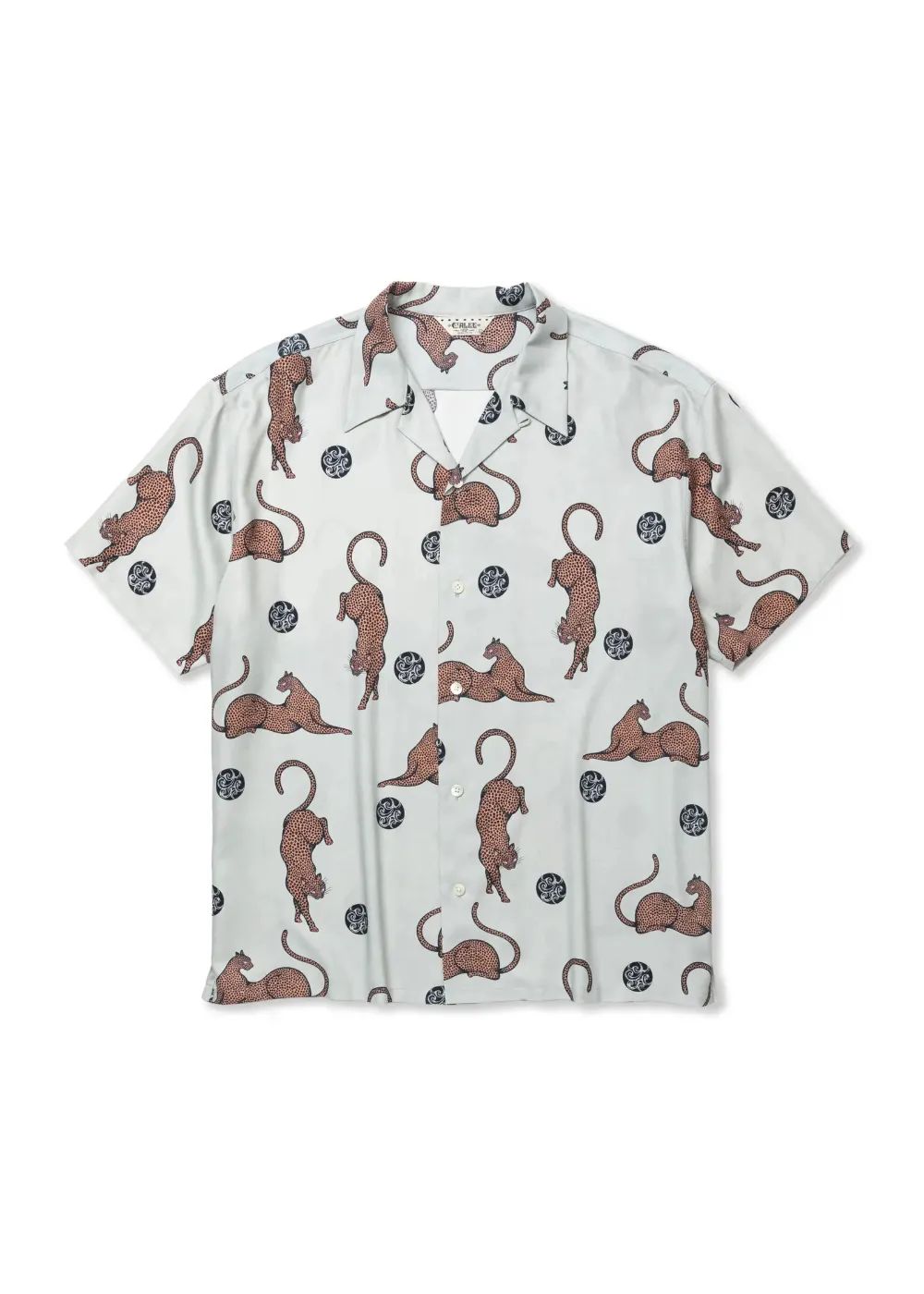 ×MIHO MURAKAMI PANTHER DOT PATTERN SH (LIME GRAY) / ×MIHO MURAKAMI コラボ レーヨン オープンカラー シャツ