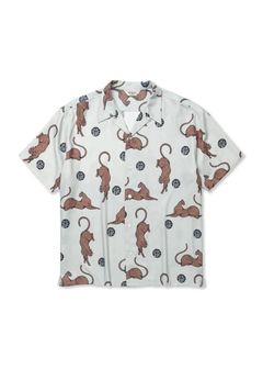 ×MIHO MURAKAMI PANTHER DOT PATTERN SH (LIME GRAY) / ×MIHO MURAKAMI コラボ レーヨン オープンカラー シャツ