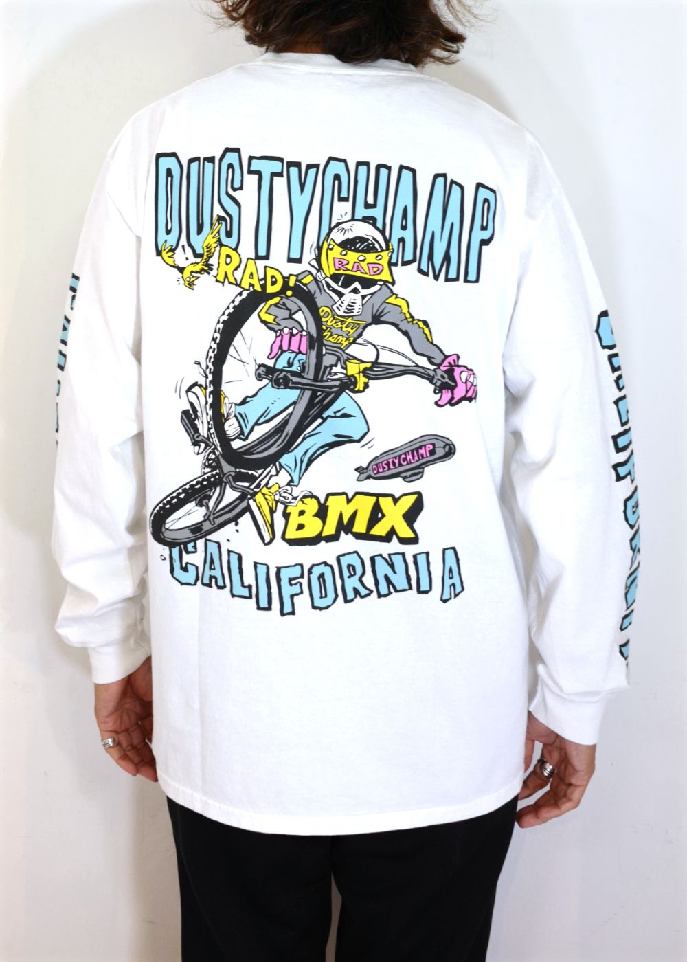 【ラスト1点】DUSTYCHAMP × DamianFulton L/S TEE (WHITE) / ダスティーチャンプ × ダミアンフルトン コラボ ロングスリーブ Tシャツ