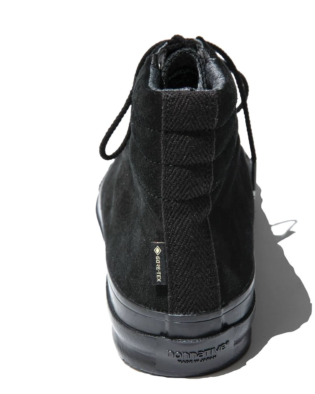 × nonnative DWELLER TRAINER 2 HI COW LEATHER WITH GORE-TEX by SPINGLE (BLACK×BLACK) / ノンネイティブ コラボスニーカー