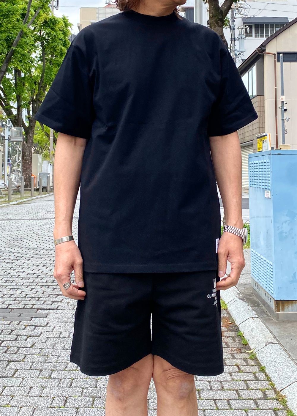 H&S S/S Tee (BLACK) / オリジナル ロゴ プリント ショート スリーブ Tシャツ