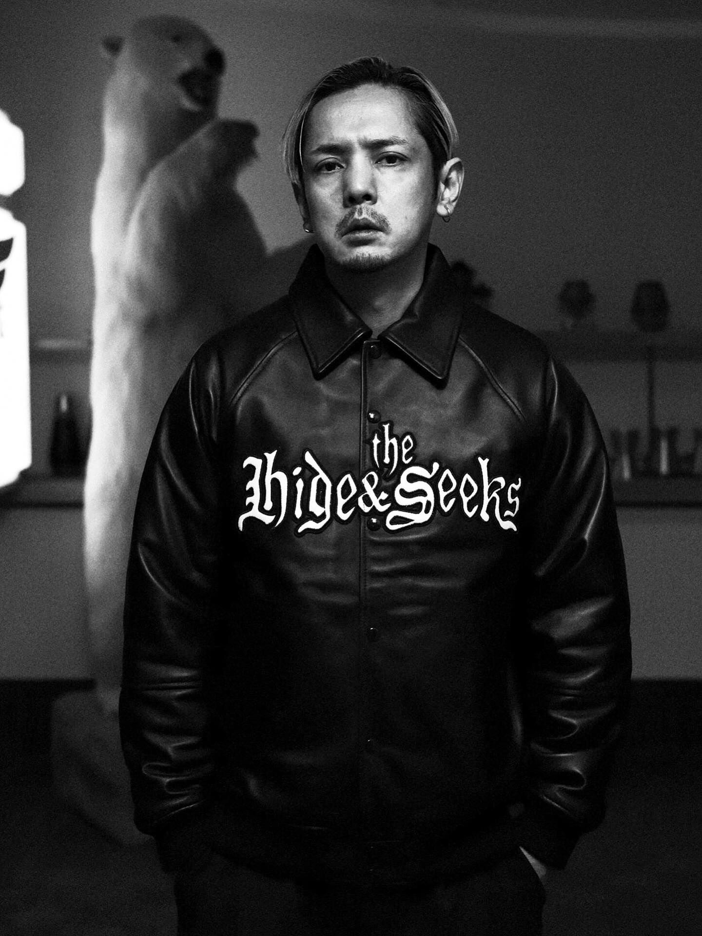 Leather Varsity Jacket (BLACK/WHITE) / 西浦徹 コラボ レザー ジャケット