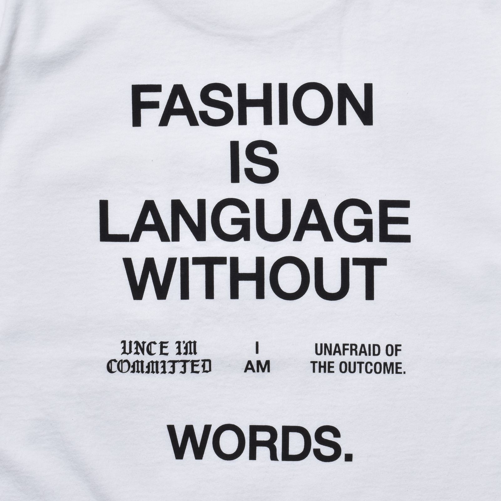 FASHION IS LANGUAGE Crewneck Pocket Tee (WHT) / オリジナル プリント ポケット Tシャツ
