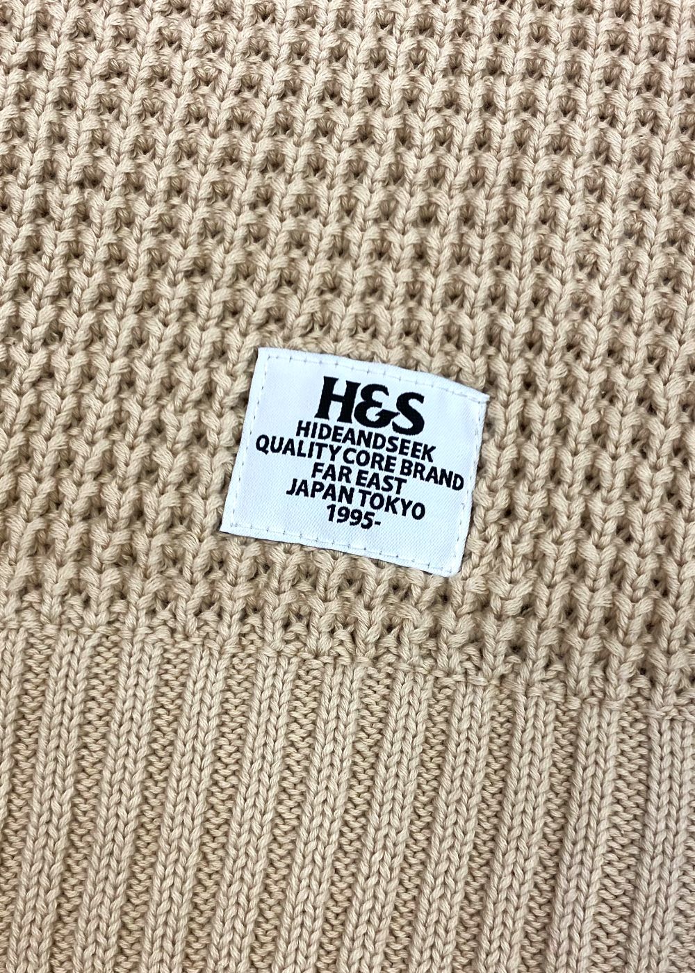 Heavy Waffle Knit Sweater (BEIGE) / ヘビーワッフル コットン ニット セーター