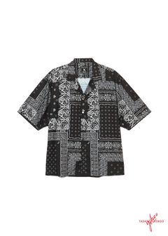 髑髏 bandana S/S shirts (BLACK) / ×横尾忠則 髑髏バンダナ柄 コラボ シャツ
