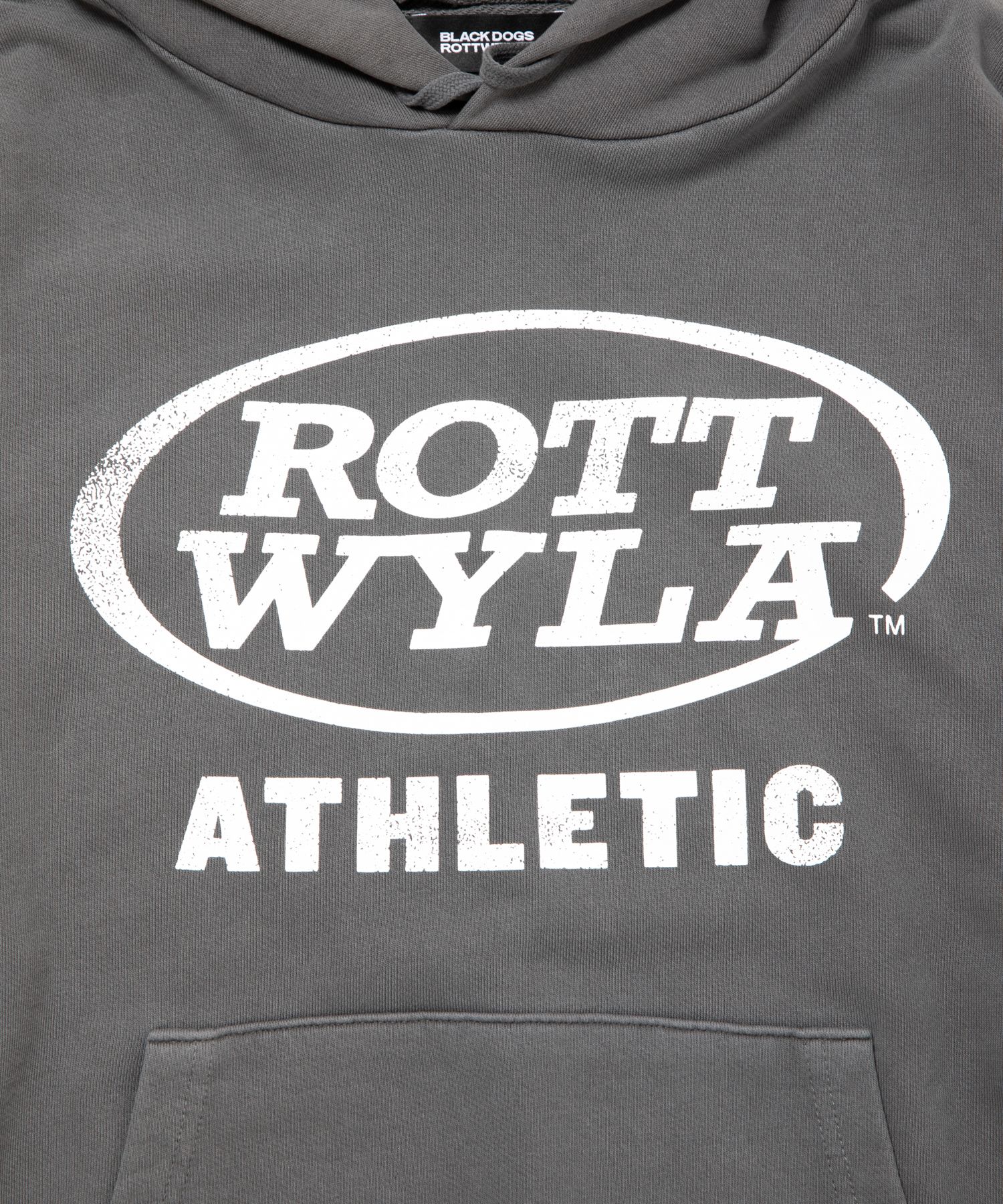 ATHLETIC PARKA (BLACK) / ロゴ プリント ピグメント スウェット パーカー