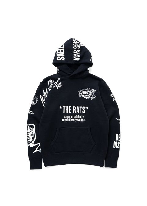 CRAZY HOODIE (BLACK) / クレイジー プリント スウェットパーカー