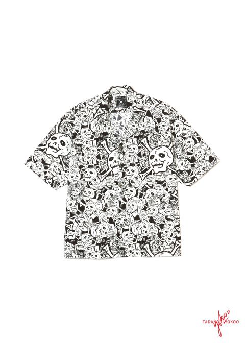 雑踏髑髏 S/S shirts (BLACK) / ×横尾忠則 髑髏柄 コラボ シャツ