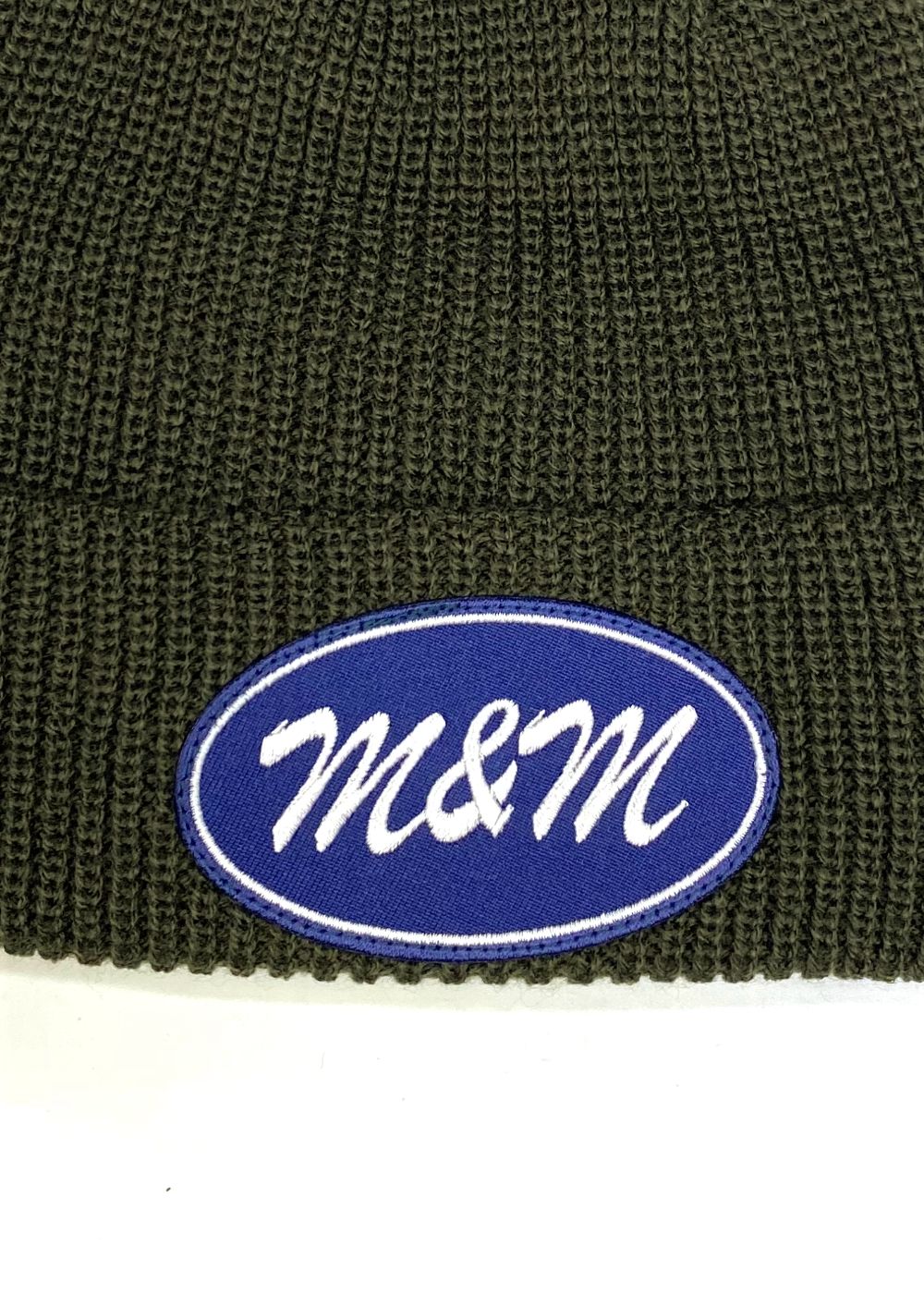 KNIT CAP (OLIVE) / ロゴ ワッペン ニットキャップ