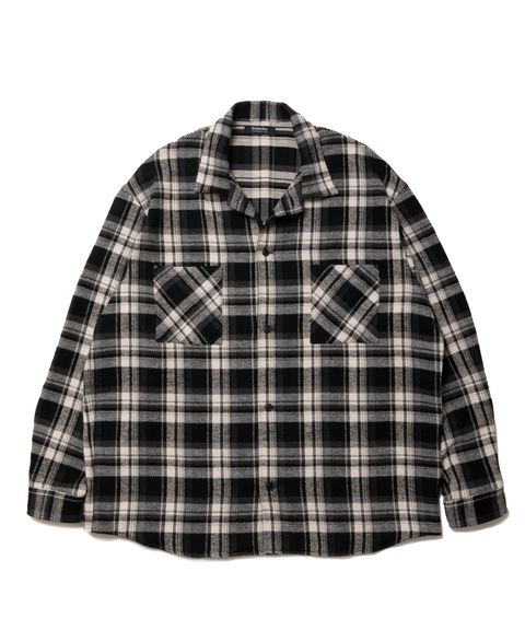 R9 CHECK OPENCOLLAR SHIRT (BLACK) / チェック オープカラー シャツ