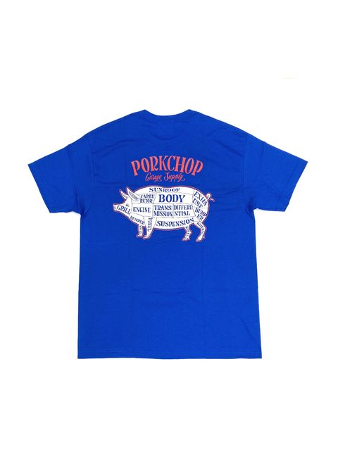 PORK BACK TEE (BLUE) / ポークバック ロゴ Tシャツ